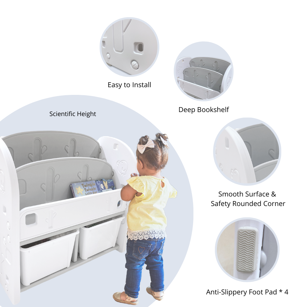 Kids Bookshelf with Toy Storage Organiser