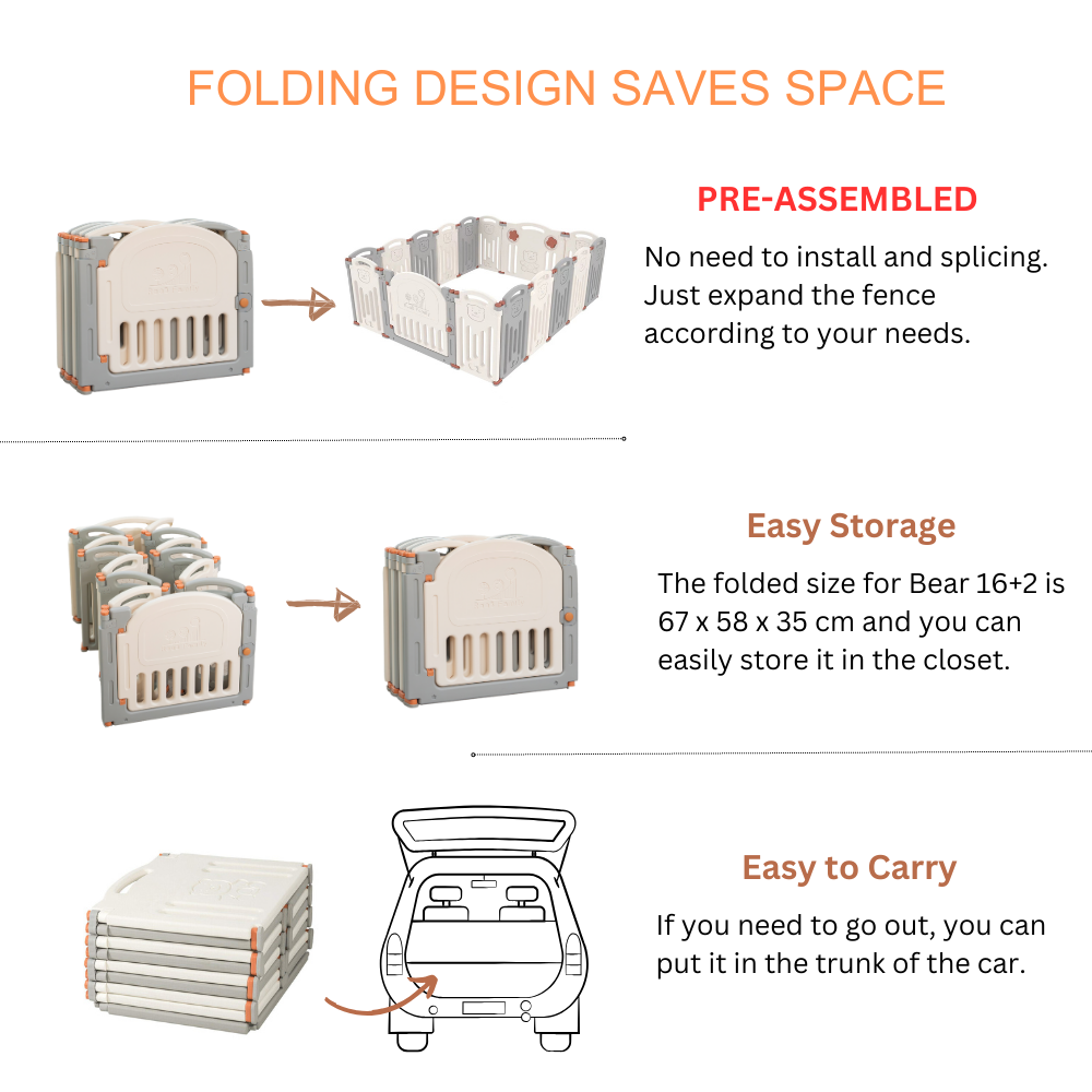 Bear Playpen - Classic Perfect Fit Set (Playpen + Play Mat)