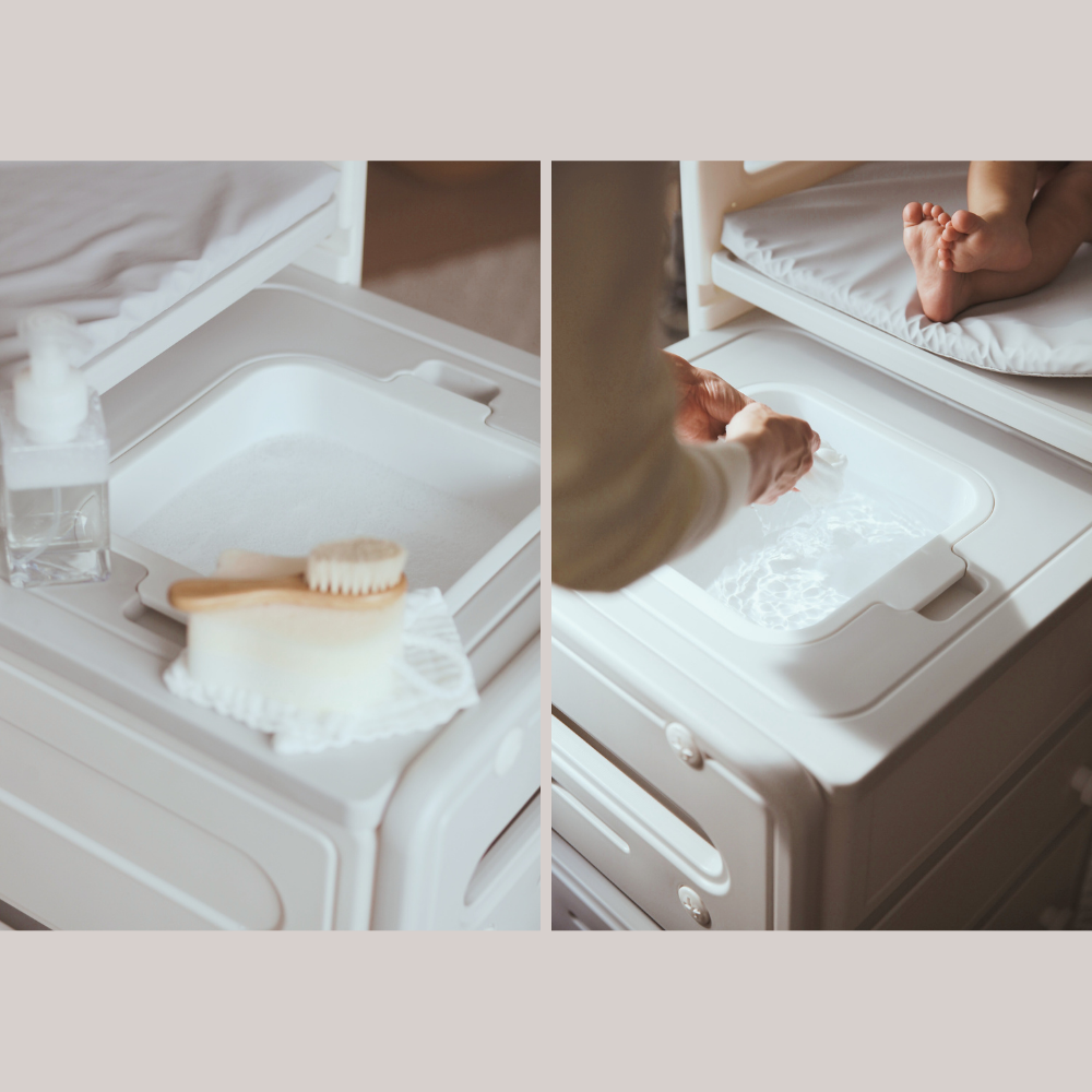Diaper Changing Table Station with Storage & Wheels