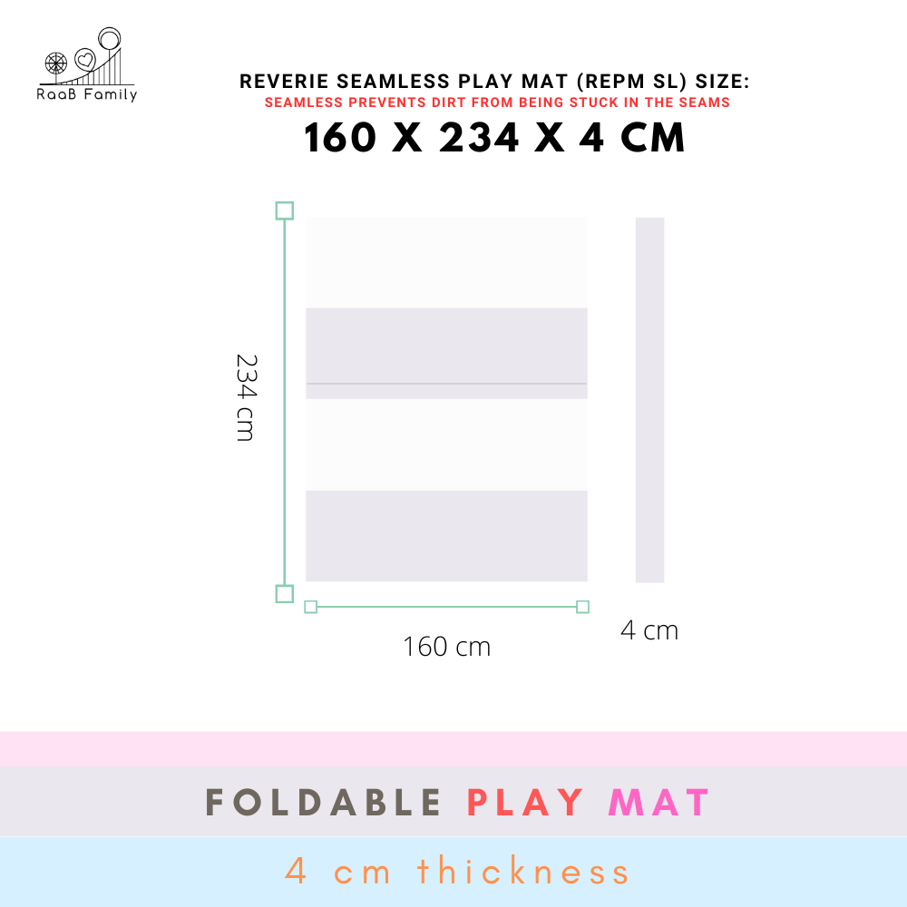 REPM SL- 160 x 234 x 4 cm Antibacterial Seamless Solvent-Free (environmentally friendly) Foldable Vegan PU Leather Play Mat