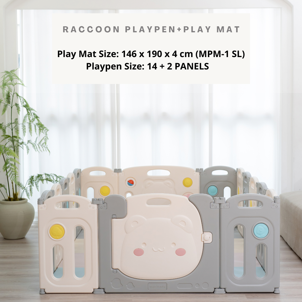 Raccoon Playpen - Fun Sensory Perfect Fit Set (Playpen + Play Mat)