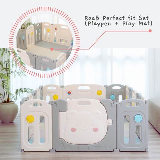 Raccoon Playpen - Fun Sensory Perfect Fit Set (Playpen + Play Mat)