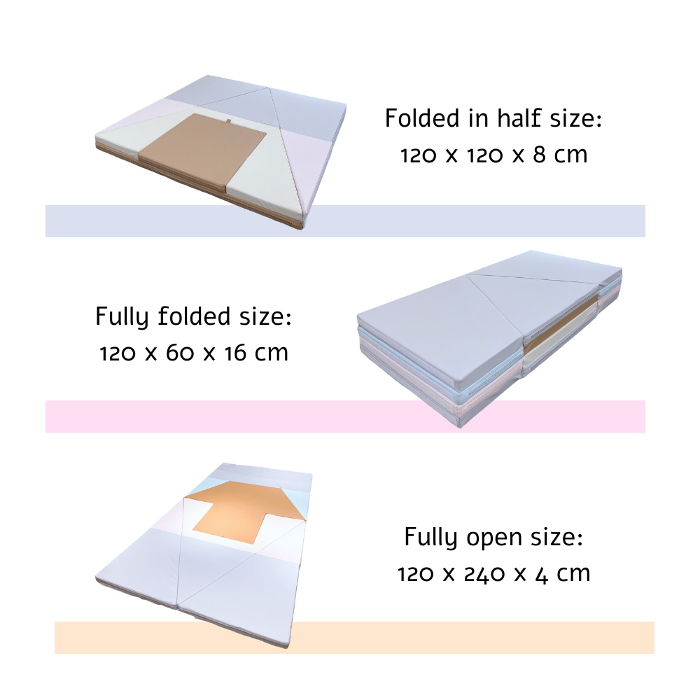 3 in 1 Canoe Tent Vegan PU Leather Play Mat 120 x 240 x 4 CM