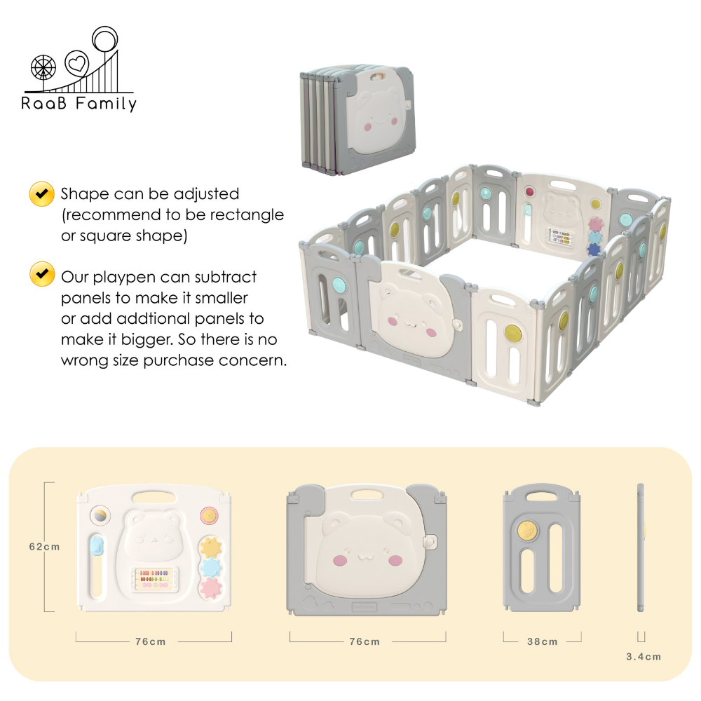 Raccoon Playpen - Fun Sensory Perfect Fit Set (Playpen + Play Mat)