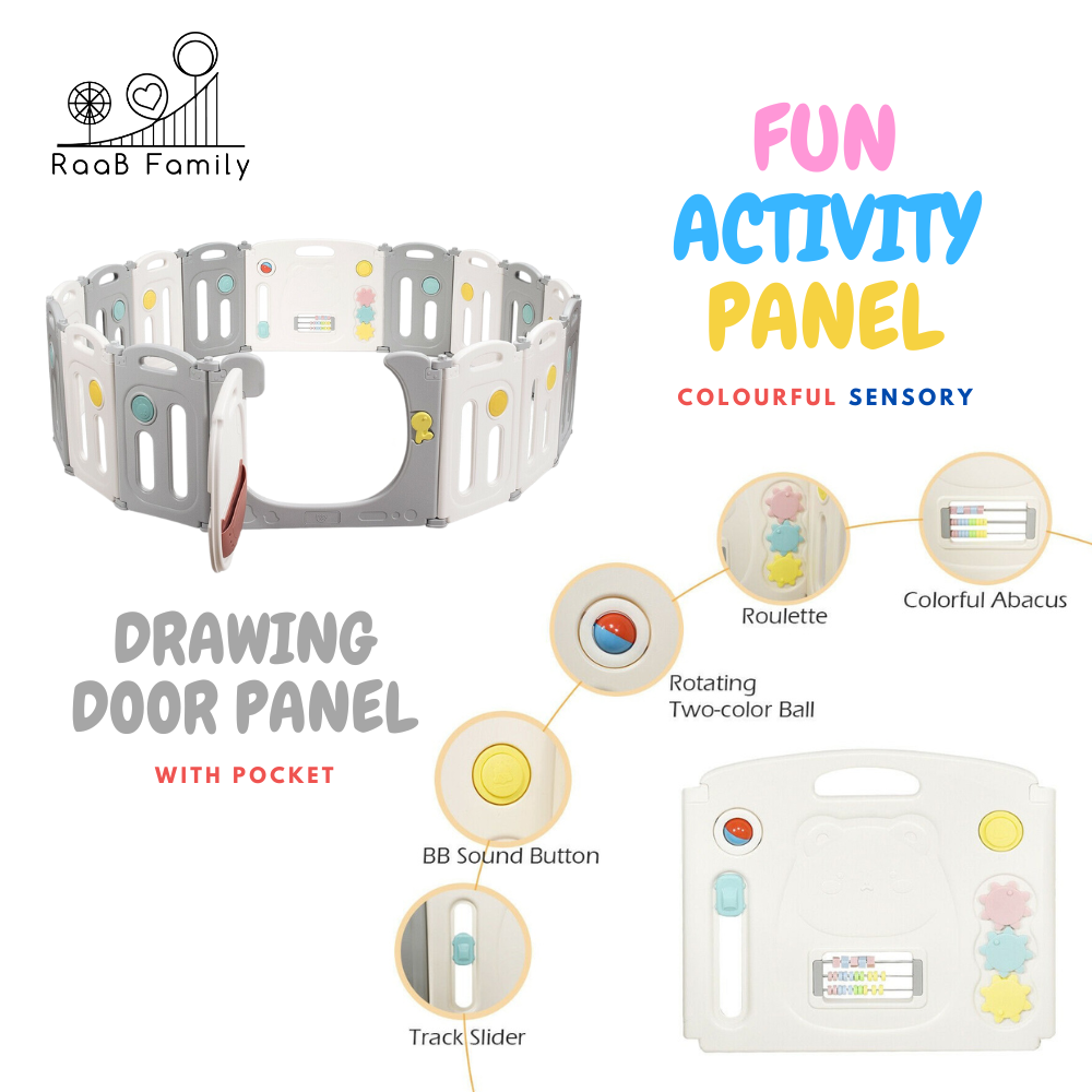 Raccoon Playpen - Fun Sensory Perfect Fit Set (Playpen + Play Mat)