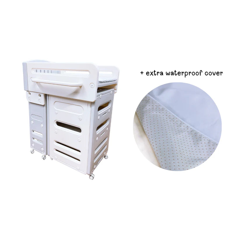 Diaper Changing Table Station with Storage & Wheels
