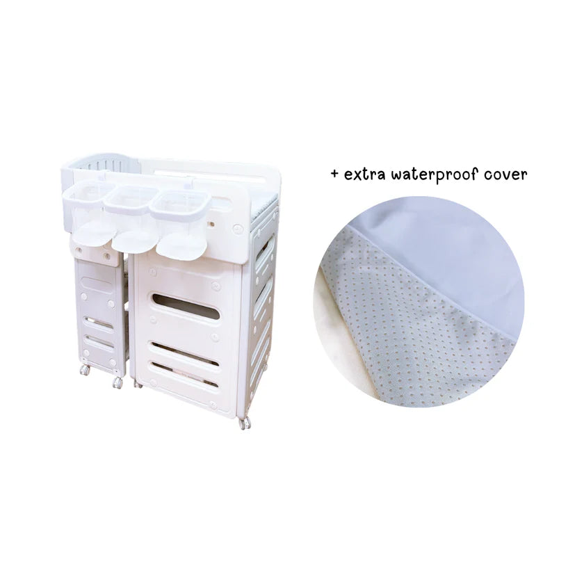 Diaper Changing Table Station with Storage & Wheels