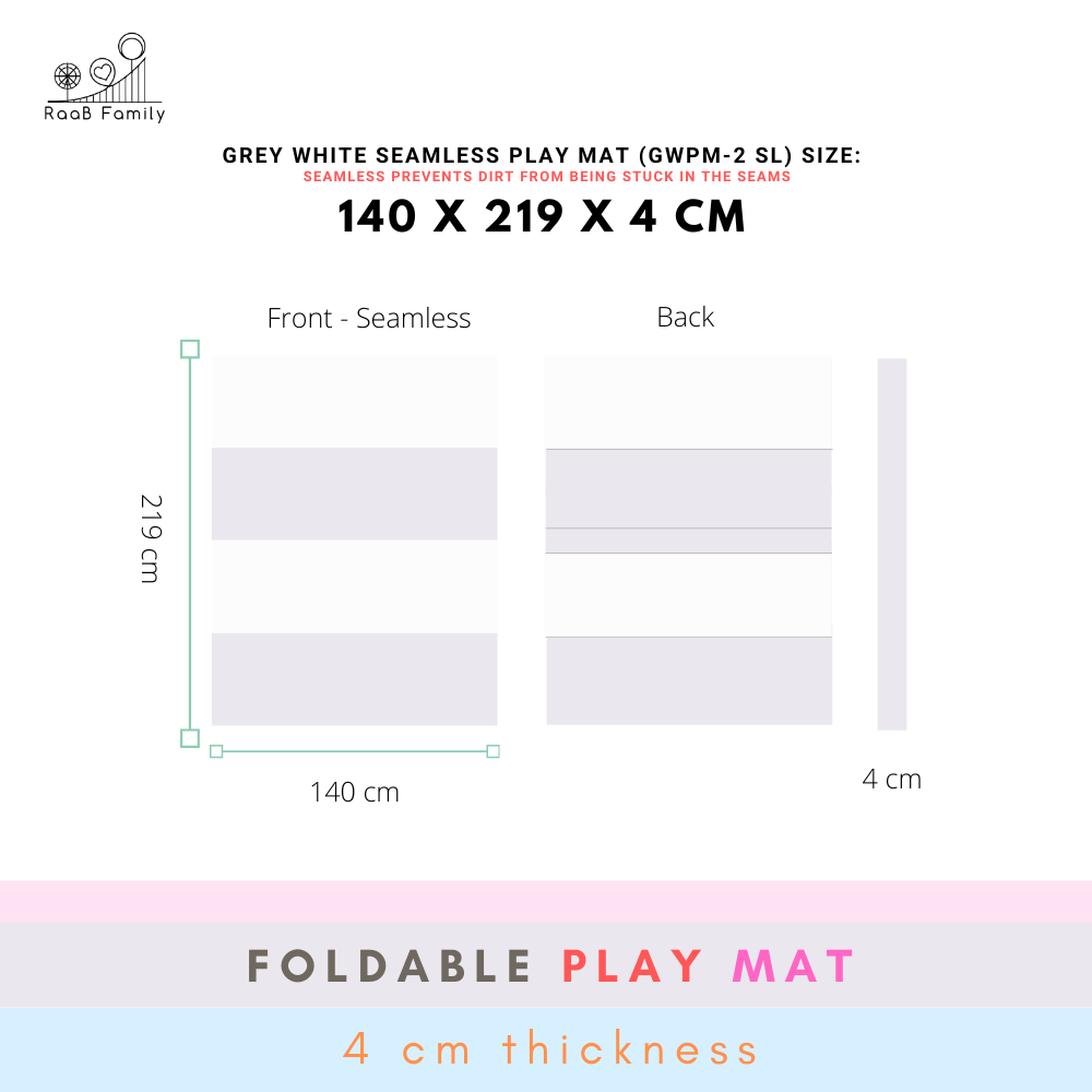 GWPM-2 SL 140 x 219 x 4 CM High Density Foldable Vegan PU Leather Play Mat
