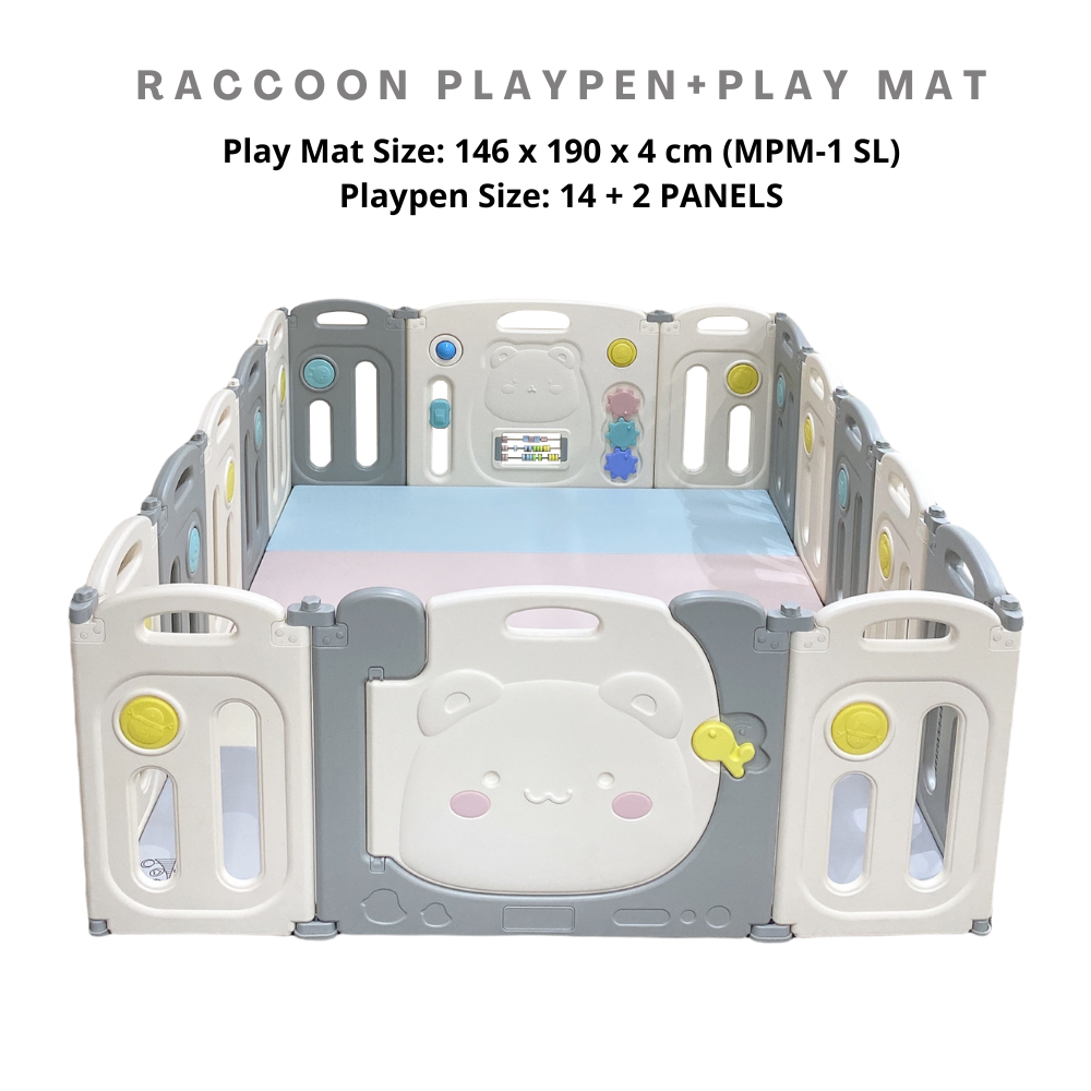 Raccoon Playpen - Fun Sensory Perfect Fit Set (Playpen + Play Mat)